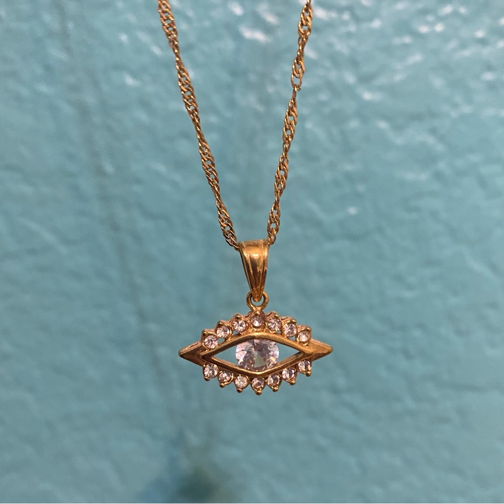 Evil eye gold necklace